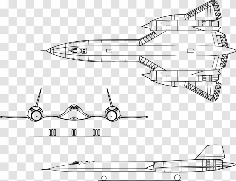 Lockheed SR-71 Blackbird Airplane A-12 Reconnaissance Aircraft - Drawing Transparent PNG