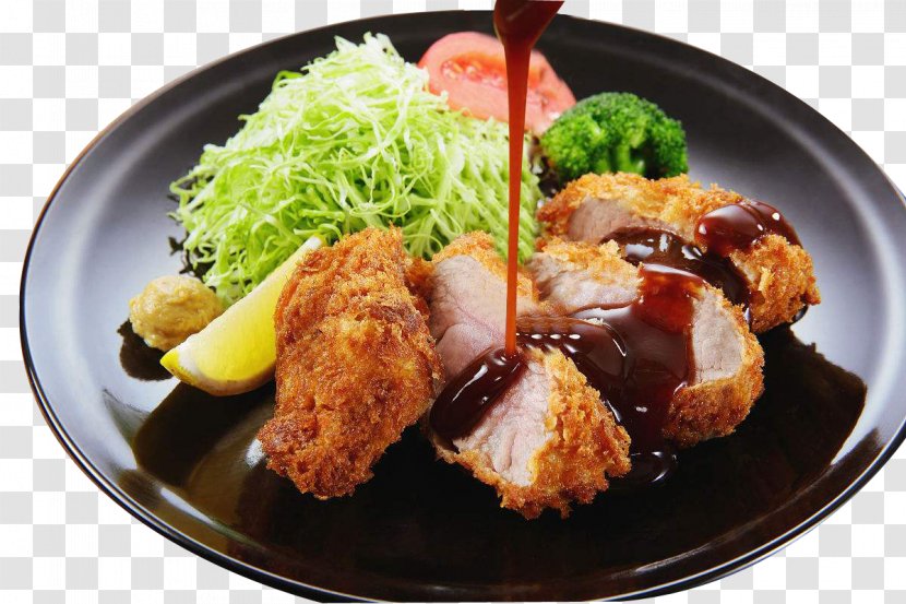 Karaage Tonkatsu Pulled Pork Fried Chicken Chop - Asian Food - Deep With Lemon Sauce Transparent PNG