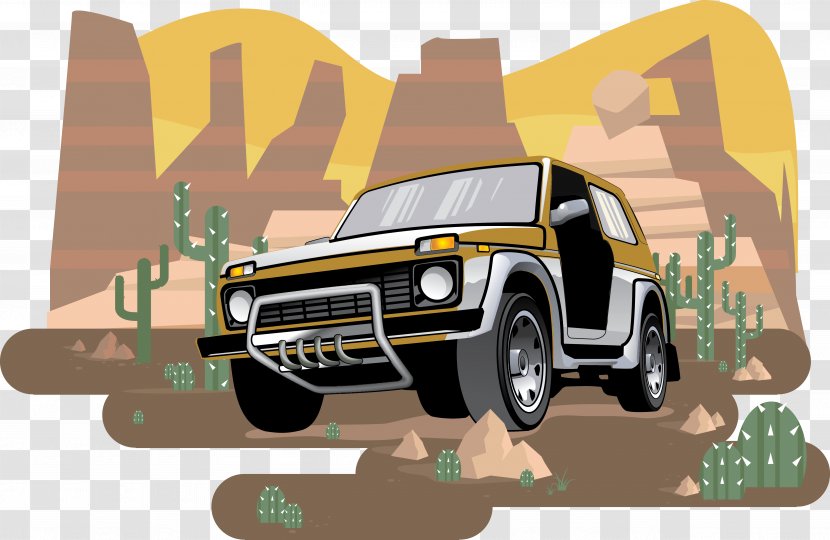 Philippines Jeep Wrangler Car - Jeepney - Desert Road Vector Transparent PNG