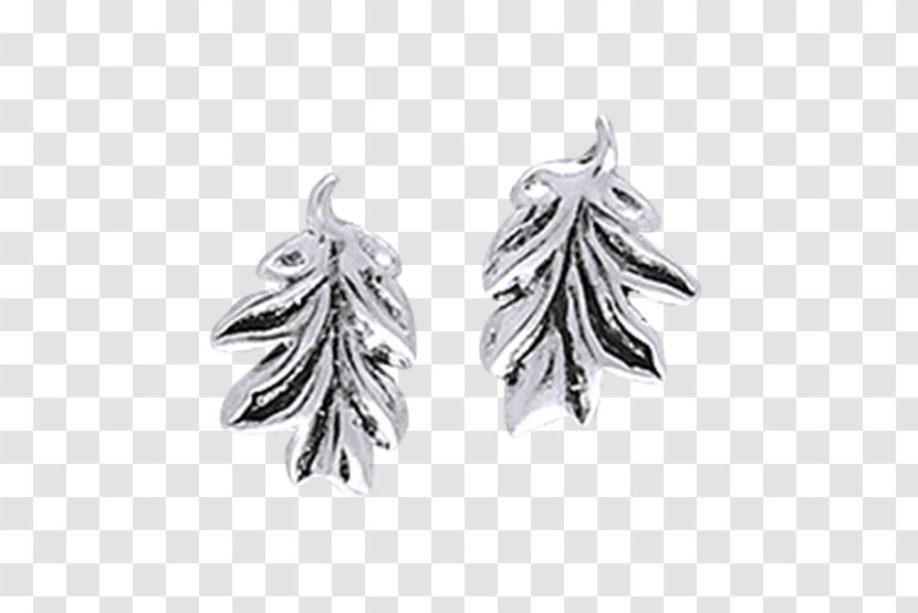 Earring Oak Leaf Cluster Silver - Body Jewelry Transparent PNG
