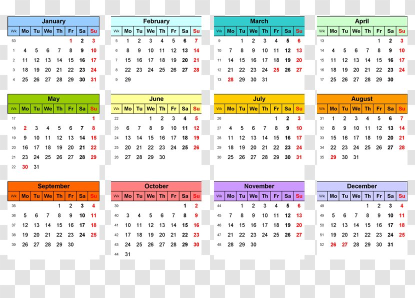 Calendar Template 0 1 2 - Year - Xk Transparent PNG