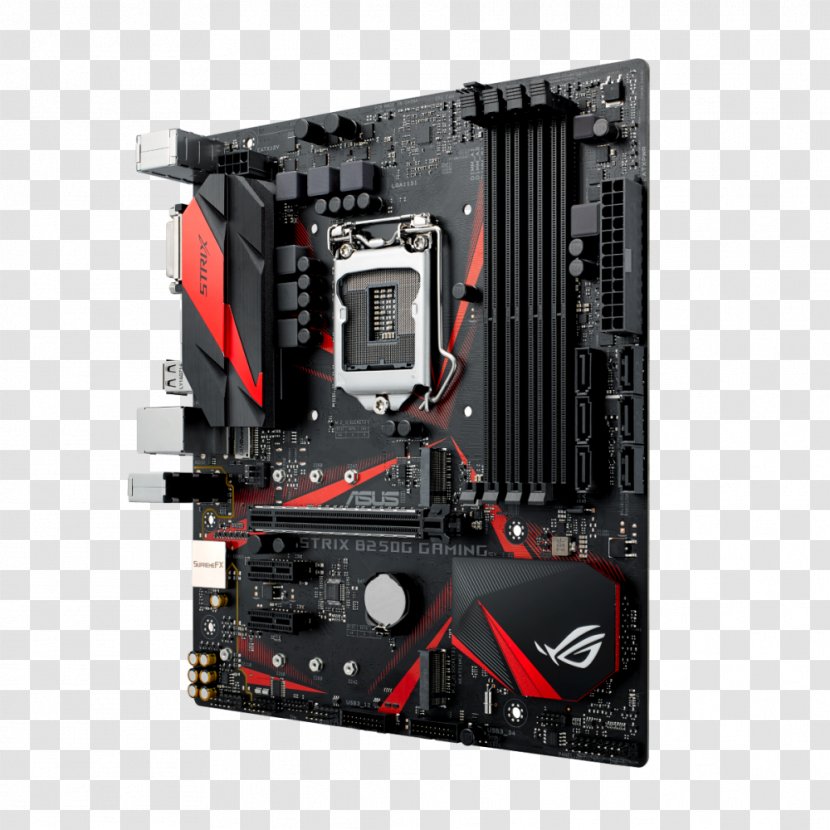 LGA 1151 Motherboard MicroATX ASUS STRIX B250H GAMING - Digital Visual Interface - Capacitor Transparent PNG