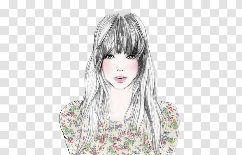 Drawing Bangs Fashion Illustration - Flower - Painting Transparent PNG