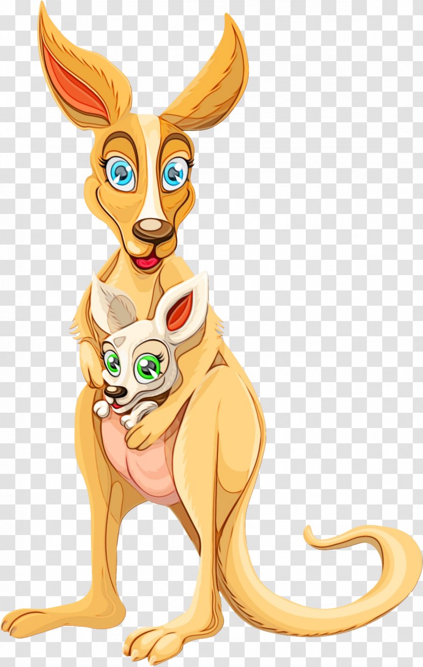 Cartoon Kangaroo Macropodidae Animal Figure Fawn - Animation - Tail Transparent PNG