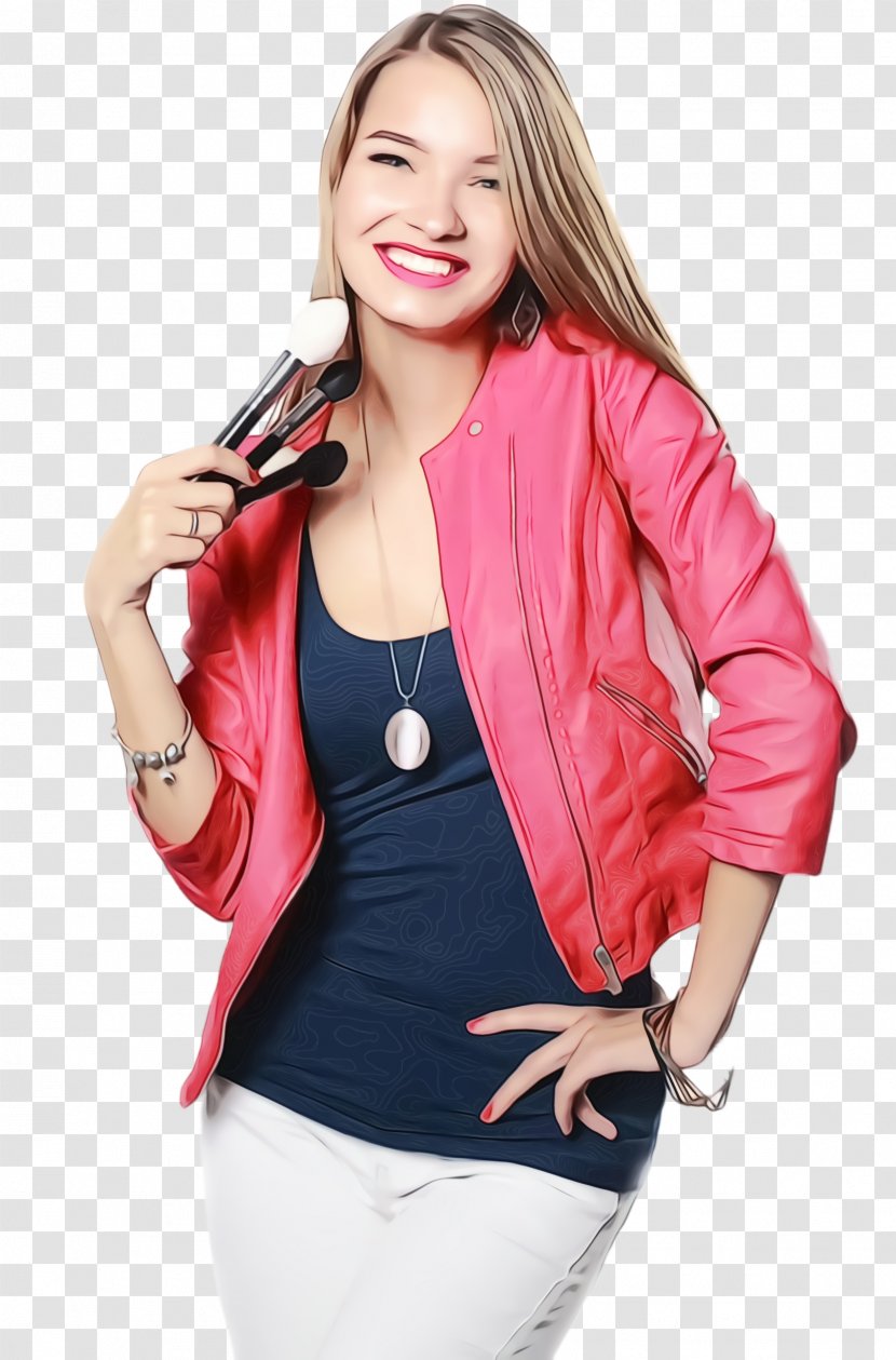 Clothing Jacket Outerwear Blazer Sleeve - Pink - Leather Top Transparent PNG