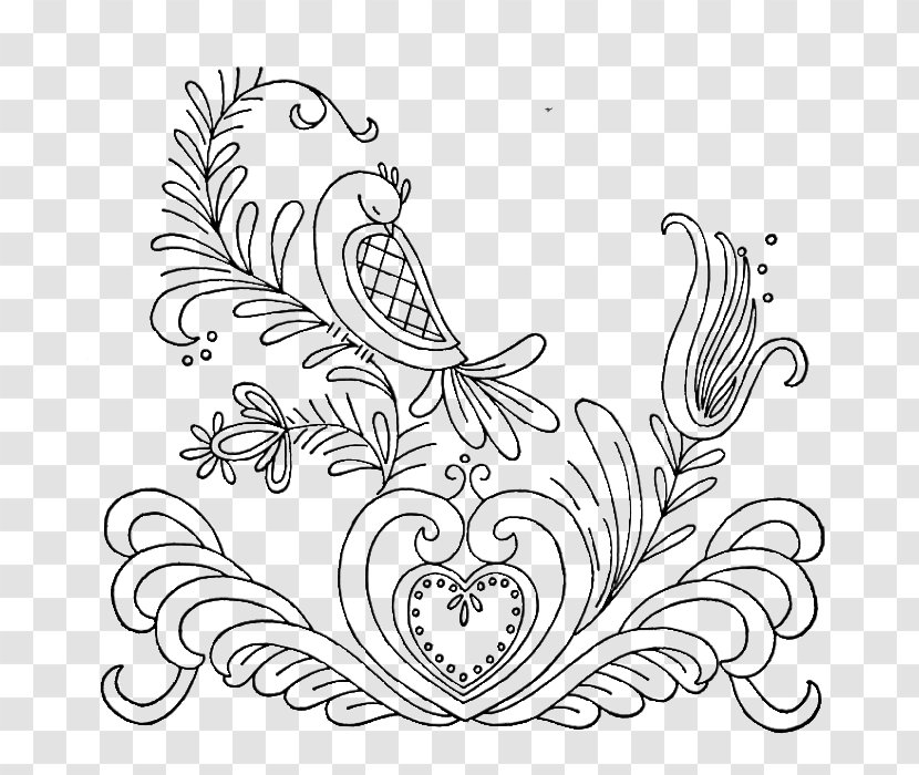 Embroidery Drawing Image Pattern Sketch - Heart - Romantic Design Transparent PNG