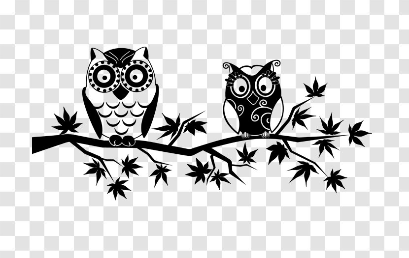 Owl Wall Decal Black And White - Beak Transparent PNG
