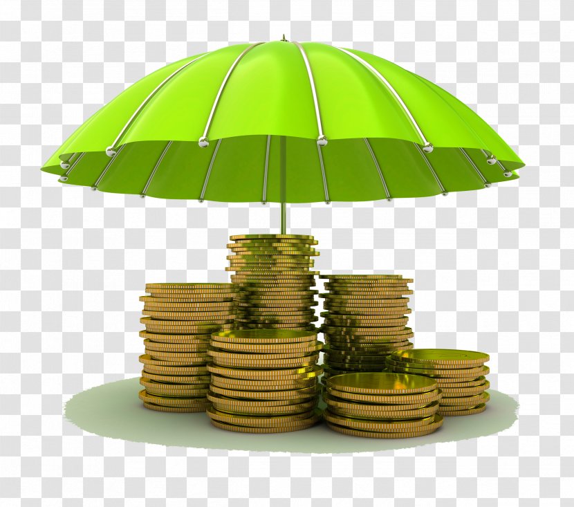 Gold Coin Umbrella Stock Photography - Under The Green Stacked Coins Transparent PNG