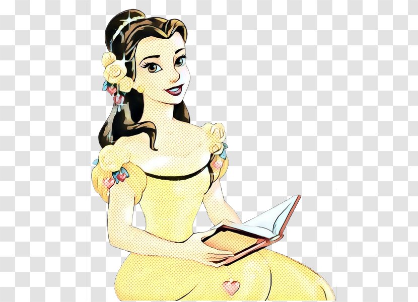 Cartoon Sitting Yellow Clip Art Fashion Illustration - Retro - Black Hair Transparent PNG
