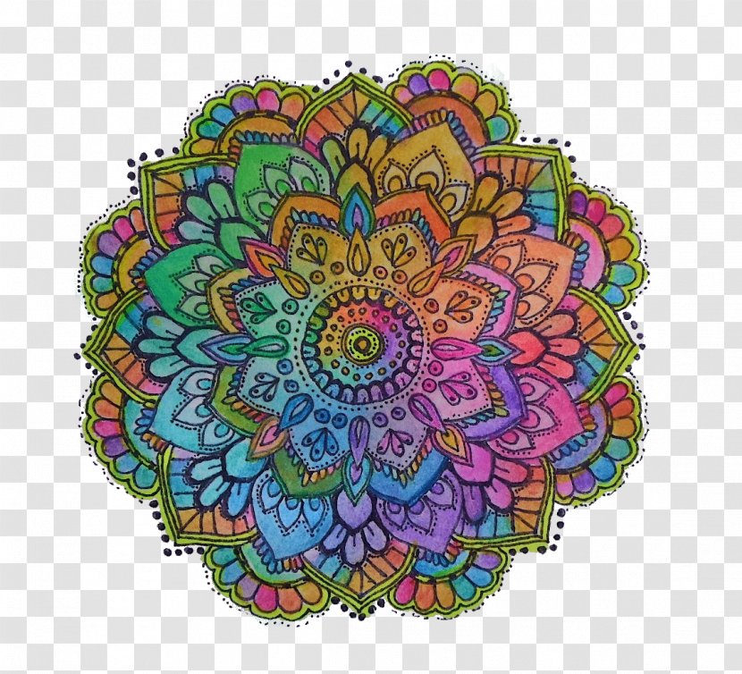 Mandala Coloring Book Drawing Colored Pencil - Symmetry - Flower Transparent PNG