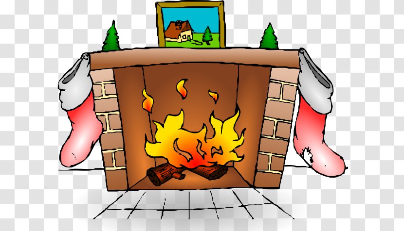 Santa Claus Fireplace Mantel Christmas Clip Art - Woodfired Oven - Chimney Flames Cliparts Transparent PNG