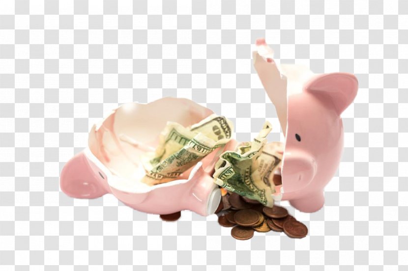 Piggy Bank Money Saving Finance - Breaking Open The Transparent PNG