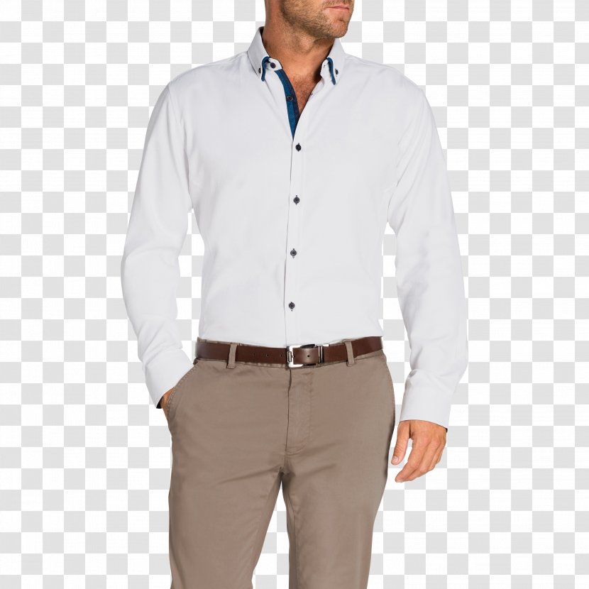 Dress Shirt Collar Button Sleeve Outerwear - White Texture Transparent PNG