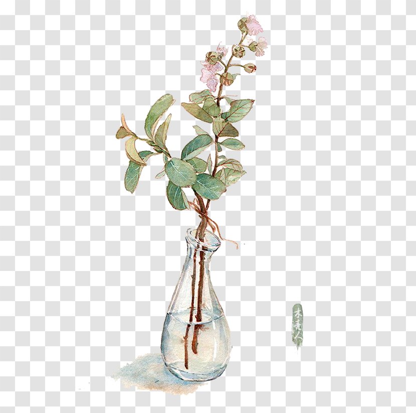 Watercolor Painting Vase Flower Illustration - Branch - Flowers Transparent PNG