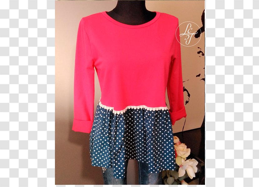 T-shirt Sleeve Polka Dot Sweater Fashion - Pink Transparent PNG