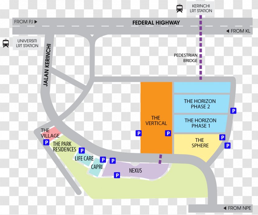 Nexus Bangsar South Road Map Kerinchi LRT Station - Diagram Transparent PNG