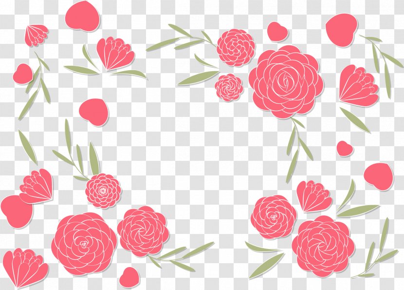 Japanese Camellia Euclidean Vector Floral Design - Pink - Romantic Border Transparent PNG
