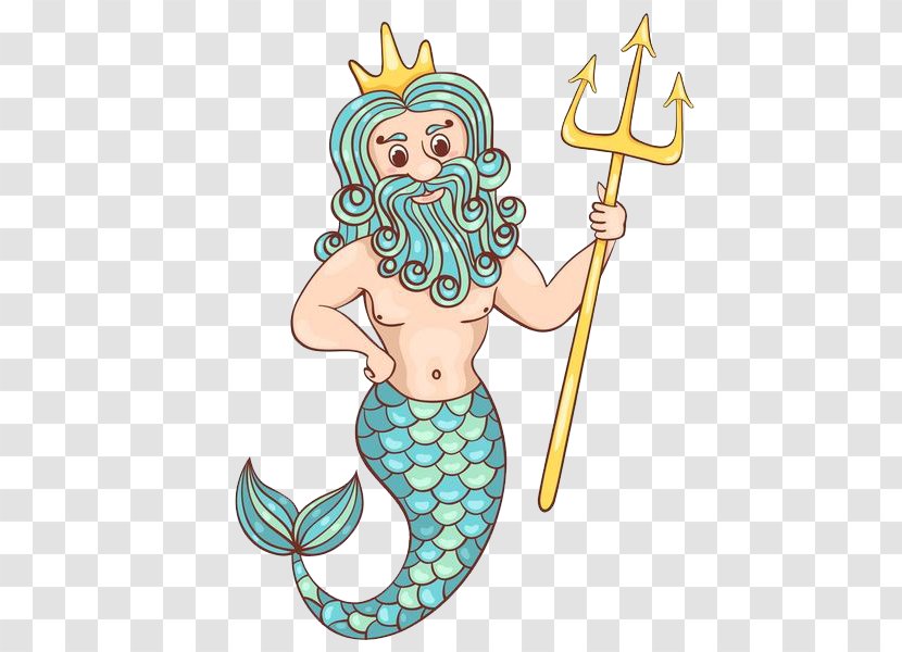 Mermaid Merman Stock Illustration - Fictional Character - A With Fork Transparent PNG
