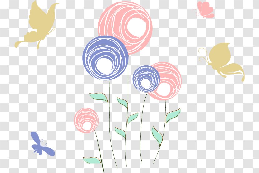 Butterfly Euclidean Vector Drawing - Flower - Children Draw Circles Flowers Diagram Transparent PNG