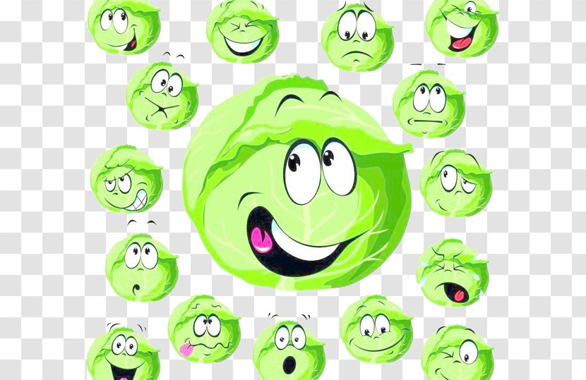 Cabbage Cartoon Vegetable - Emoticon - Cute Transparent PNG