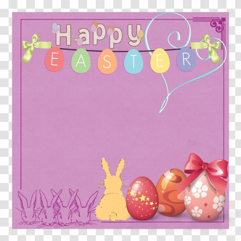 Easter Greeting Card Picture Frame Flower Rabbit - Heart - Happy Transparent PNG