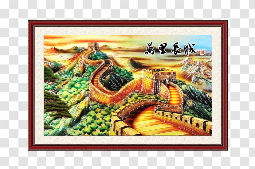Great Wall Of China Tibetan Buddhist Paintings - Mural - Golden Oil Painting Transparent PNG