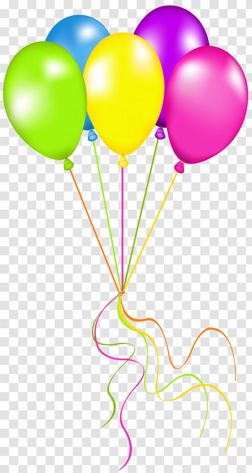 Neon Balloon Party Clip Art - Birthday - Ribbon Cliparts Transparent PNG