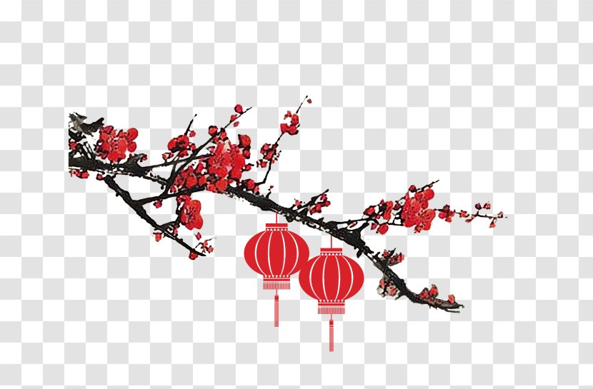 Ink Wash Painting Chinese New Year - Plant - Plum Flower Transparent PNG