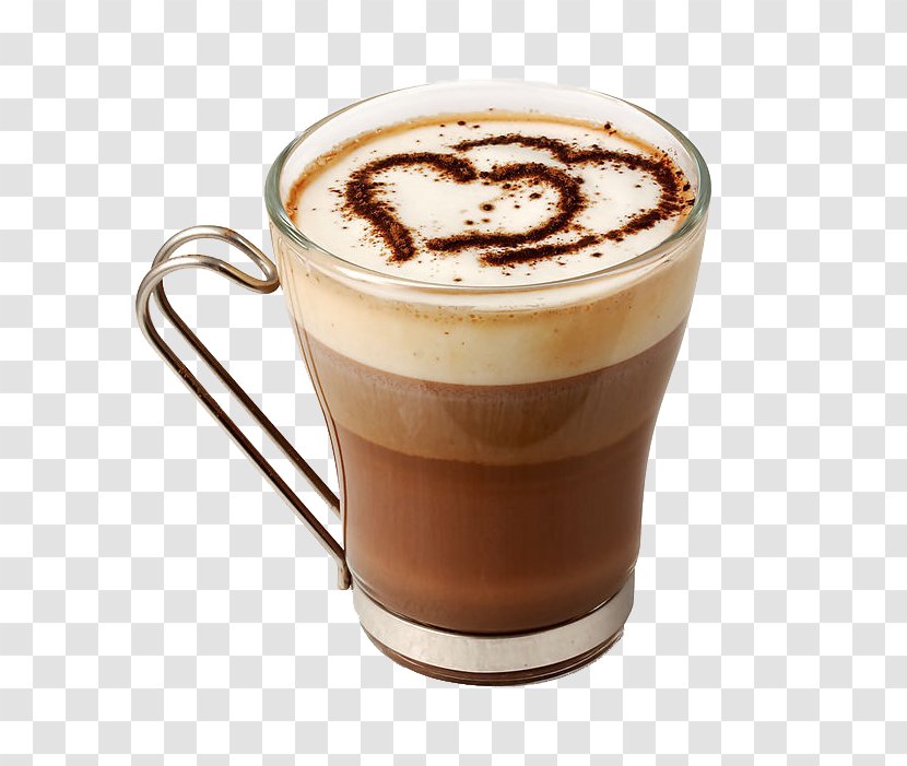 Coffee Cup Tea Latte Cafe - Food - Heart Cocoa Powder Transparent PNG