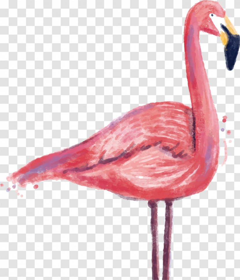 Flamingo Printmaking Printing - Watercolor Painting - Vector Transparent PNG