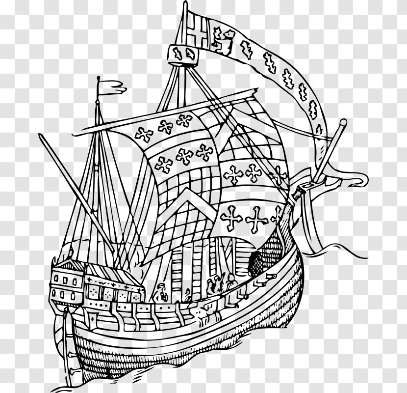 15th Century Sailing Ship Boat Clip Art - Naval Architecture Transparent PNG
