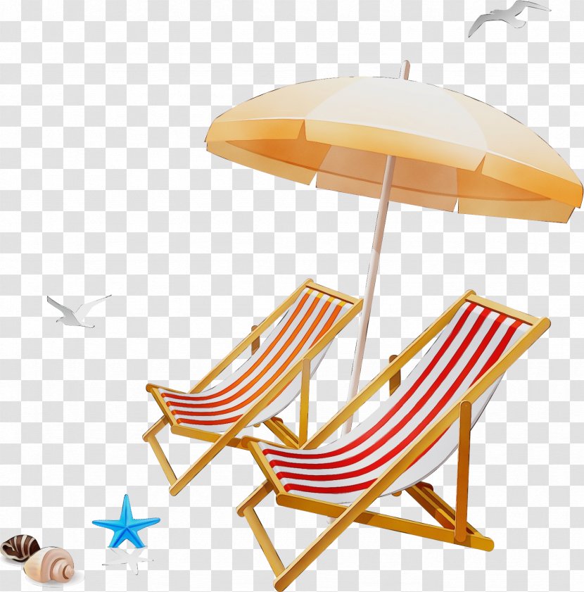 Beach Background - Watercolor - Folding Chair Outdoor Furniture Transparent PNG