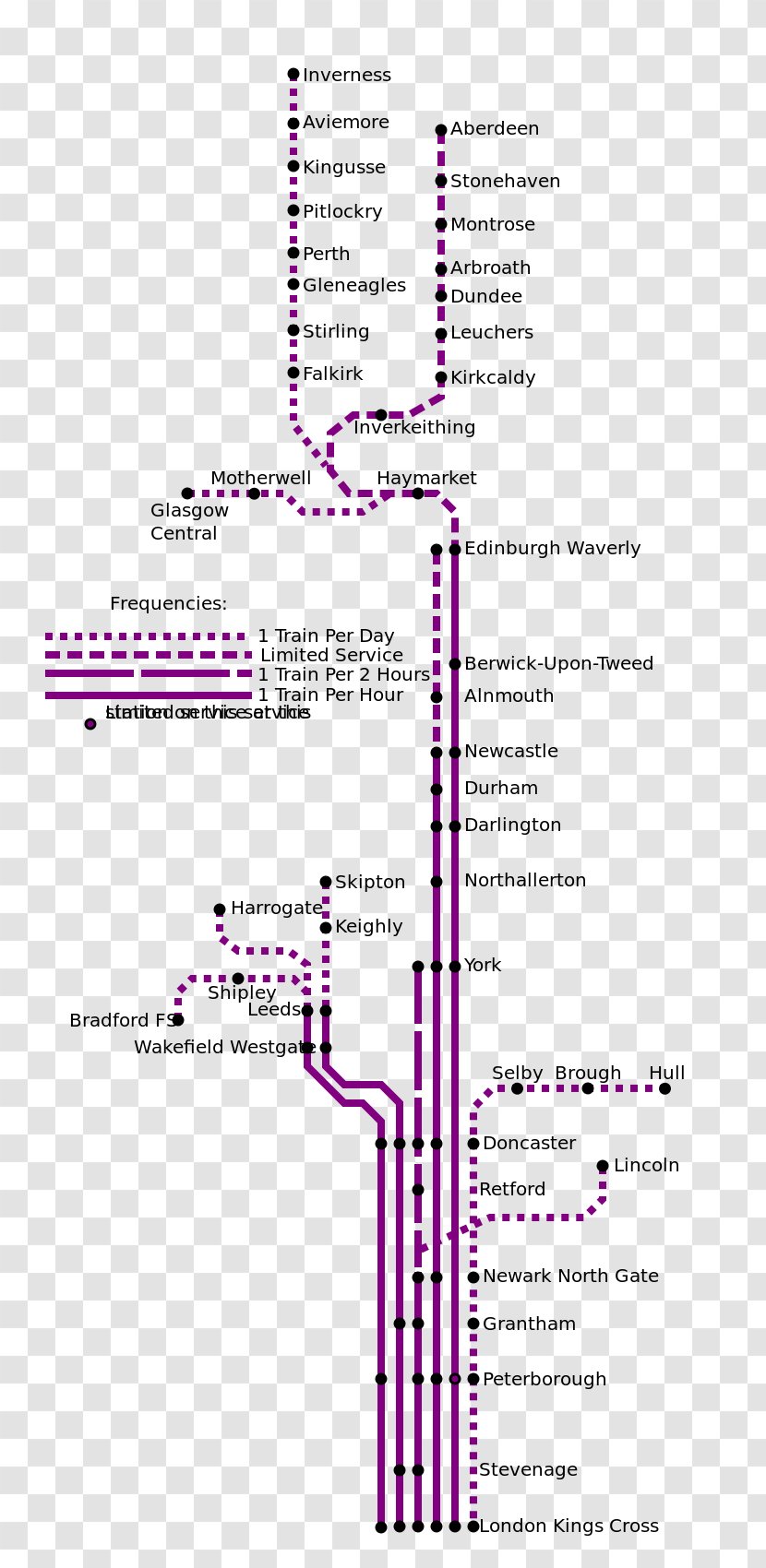 East Coast Main Line Train Rail Transport London King's Cross Railway Station Stevenage - Diagram Transparent PNG