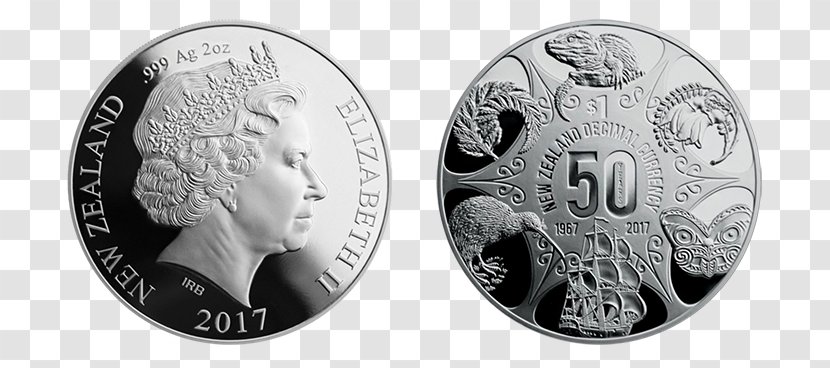 Silver Coin New Zealand Dollar - 50 Year Anniversary Transparent PNG