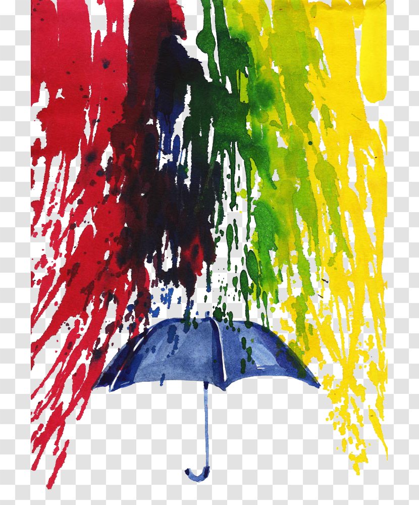 Watercolor Painting Illustration - Paint - Splash With Umbrella Transparent PNG