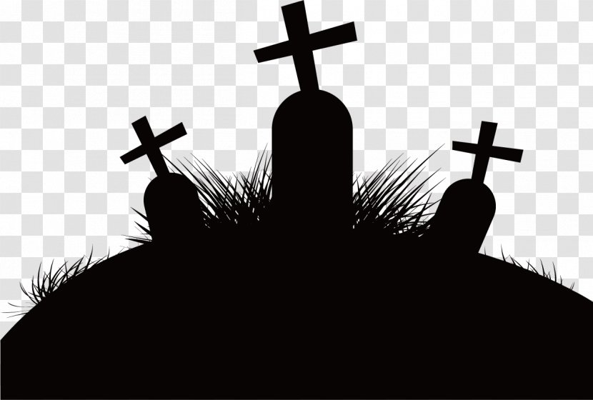 Silhouette Cemetery - Grave - Vector Transparent PNG