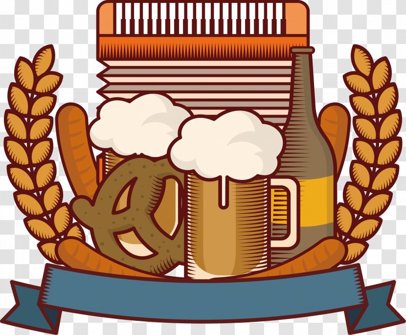 Oktoberfest Beer Euclidean Vector Drawing Illustration - Cuisine - Whole Wheat Crop Poster Transparent PNG