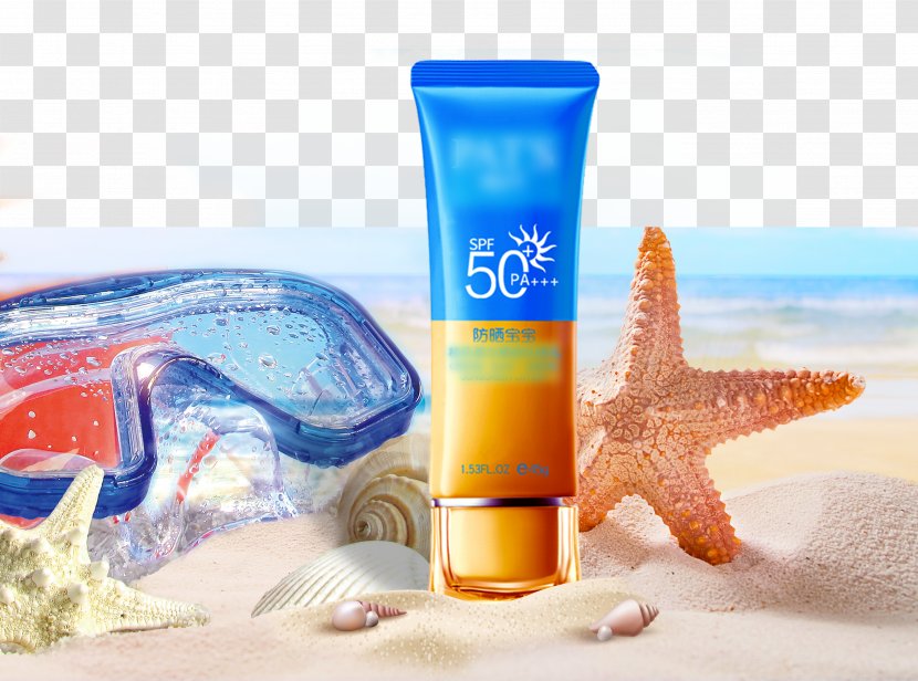 Sunscreen Cosmetics Cream Wallpaper - Seaside Beach Transparent PNG