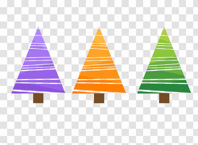 Christmas Tree Illustration - Triangle - Simple Colored Transparent PNG