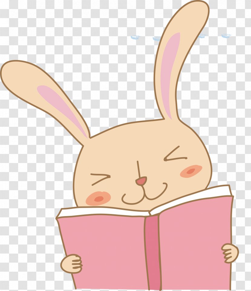 Rabbit - Rabits And Hares - Pink Bunny Reading Transparent PNG