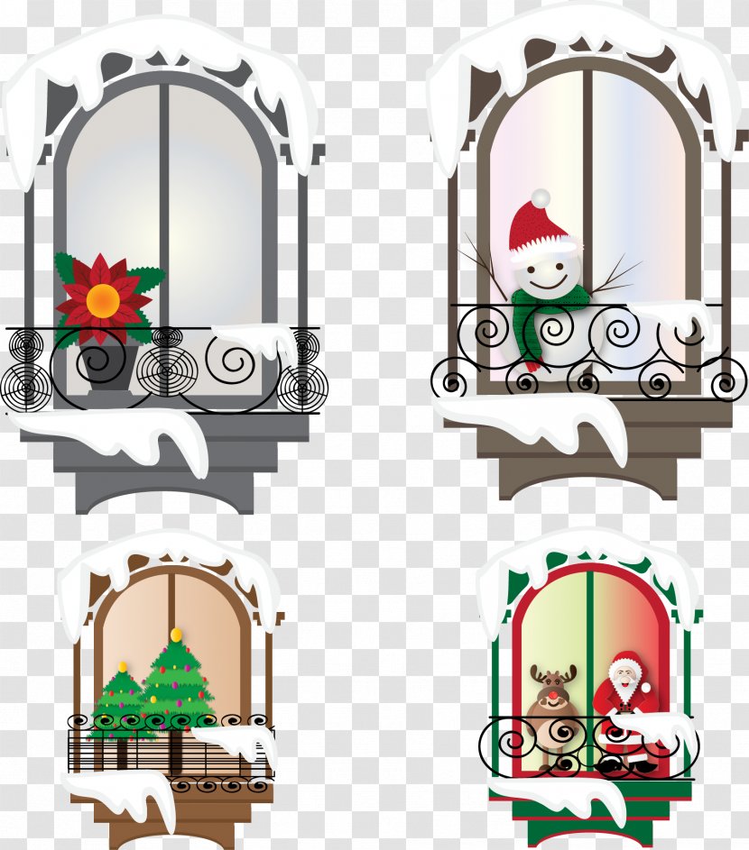 Christmas Window Clip Art - Holiday - Vector Windows Transparent PNG