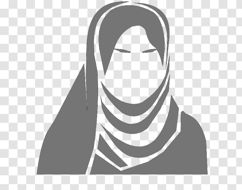 Hijab Clip Art - Monochrome - Cliparts Transparent PNG
