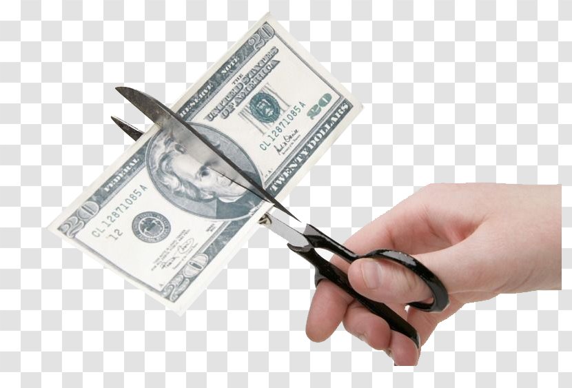 Cutting Value Scissors Money Cost - Cash - Cut In Half Dollar Transparent PNG