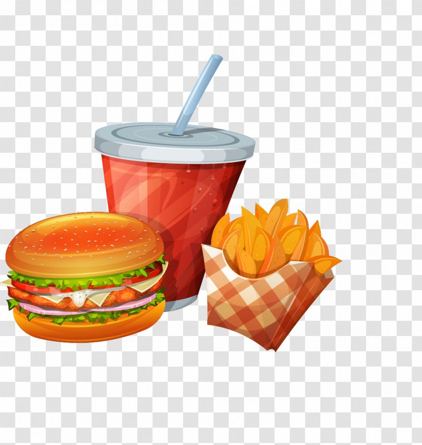 Soft Drink Fast Food Hamburger French Fries Take-out - Orange - Cartoon Burger Cola Soda Transparent PNG