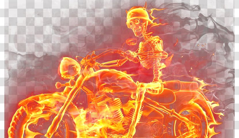 Skeleton Fire Skull Stock Photography Flame - Bike Transparent PNG