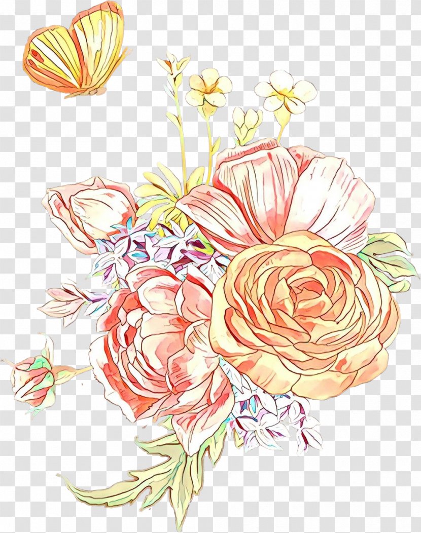 Bouquet Of Flowers Drawing - Cut - Watercolor Paint Moths And Butterflies Transparent PNG