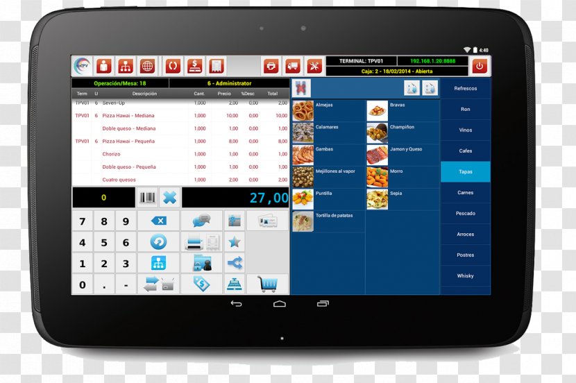 Tablet Computers Point Of Sale Android Handheld Devices Payment Terminal - Software - Pos Transparent PNG