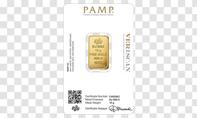 Gold Bar PAMP Bullion Valcambi - Ounce - Grame Transparent PNG