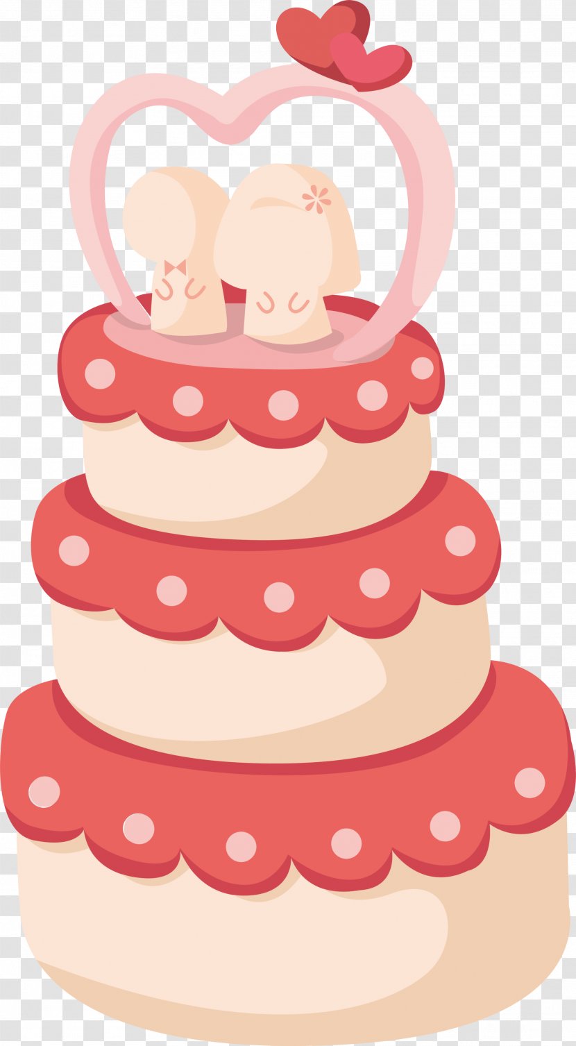Wedding Cake Illustration - Icing - Pink Love Transparent PNG