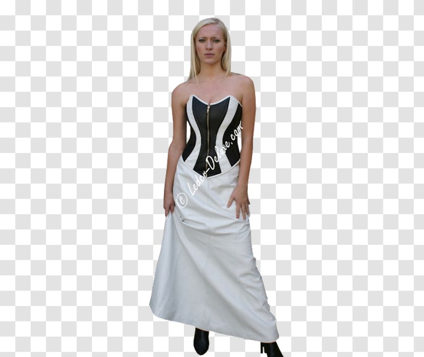 White Skirt Corset Leather Dress - Black Transparent PNG